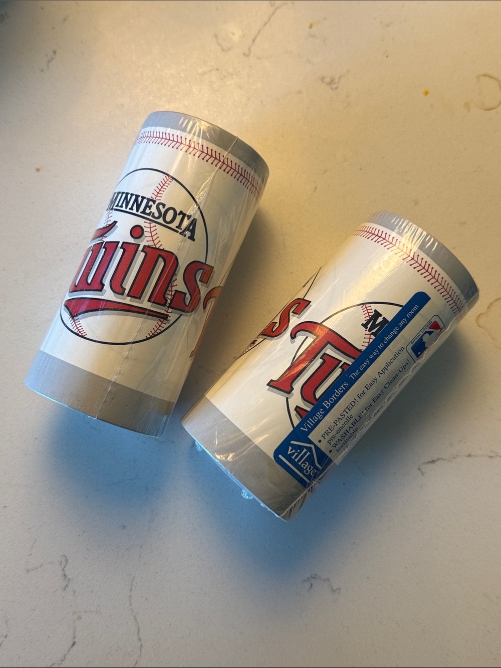 Minnesota Twins Prepasted Wallpaper borders- Red and White (Set of 2)